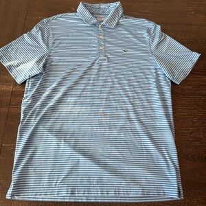 Vinyard Vines Men’s Blue Striped Performance Polo Shirt Golf Shirt Size M